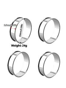 2pcs/4pcs Stainless Steel 8cm Round Egg Tart Rings, Home Mousse Rings English Muffin Rings Small Cake Mousse Rings, Oven Air Fryer Baking Mold Tools, Reusable, Perfect For Home Kitchen, Bakery DIY Baking - Multicolor - View 2