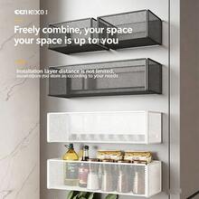 1pc Kitchen Storage Rack, Refrigerator Side Magnetic Storage Rack, Perforated Board Gap Magnetic Hanging Basket, Spice Rack, Kitchen, Storage, Kitchen Storage Rack, Kitchen Utensils, Kitchen Accessories, Kitchen Organization Storage, Basket - Multicolor - View 2