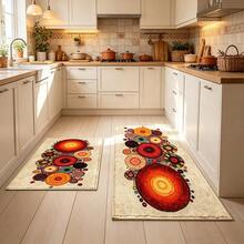1pc Bathroom Anti-Slip Mat, Soft Faux Cashmere Material Floor Mat, Vintage Artistic Round Pattern Faux Cashmere Rug, Kitchen Anti-Slip, Bathroom Anti-Slip, Entrance Door, Bedroom Door Mat, Multi-Scenario Use Anti-Slip Mat, Room Decor, Holiday Gift - Multicolor - View 2