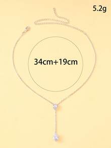 outingfit 1pc Fashionable Double Water Drop Y-Shaped Pendant Necklace, Girls Graduation Prom Evening Party Accessory, Wedding Gift, Daily Date Jewelry - Teardrop Pendant - View 3