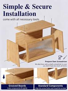 Bamboo Bread Box For Kitchen Countertop, Large‑Capacity Bread Keeper With Clear Window, Dust‑Proof Moisture‑Resistant Storage Bin Keeps Bread & Pastries Fresh, Perfect For Home Kitchen, Pantry, Families & Baking Lovers - Multicolor - View 7