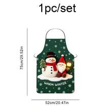 Christmas Party Apron, Holiday Gathering Celebration Decoration, Elderly Snowman Deer Restaurant Kitchen Apron, Atmosphere Prop - Christmas - View 5