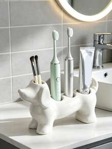 Cute Minimalist Dachshund Shaped Bathroom Storage Box Toothbrush Holder, Dachshund Electric Toothbrush Holder Organizer, Toothpaste Makeup Brush Storage Base, Cute Storage Base Holder, Suitable For Electric Toothbrushes And Toiletries - Multicolor - View 7