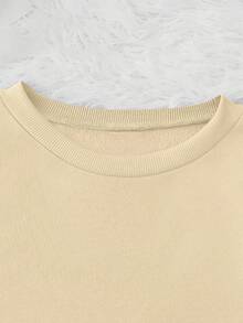 Plus-Size Women's Fashion Crew Neck Sweatshirt, Autumn Colorful Tree "Fall Is My Favorite Color" Maple Leaf Graphic Print, Casual Everyday Women's Top - Apricot - View 6