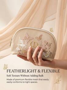 Christian Dior Materiel CD 刺繡收納包，蝴蝶與花卉設計化妝包 - 米色 - 查看 6