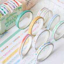 100 Rolls Boxed Slim Washi Tape Set, Fresh Floral Plaid & Text Patterns, Easy Tear & Stick, Scrapbook Border Decoration Material, DIY Collage Stickers, Multi-Color Artistic Decorative Tape - A - View 6