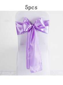 5/10pcs Light Purple Satin Bow Chair Back Decor Ribbons, Multi-Purpose Satin Ribbon, Suitable For Wedding, Birthday, Theme Party, Christmas, Reception, Banquet And Hotel Events, Preferred Event Decoration - Light Purple - View 10