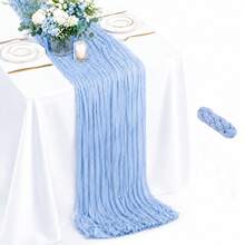 10 Pack Light Blue Cheesecloth Table Runner,Gauze Table Runner, Boho Cheese Cloth Table Runners, Rustic Sheer Table Decor For Wedding, Party, Bridal Shower, Baby Shower, Birthday And Farmhouse Home Decor - Baby Blue - View 32