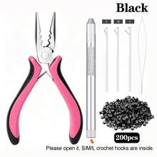 Hair Extension Pliers Set, 3-Hole Professional Mini Hair Extension Tool, Suitable For Installing And Removing Hair Extensions, Compatible With Micro Ring, Nano Ring And Feather Style Hair Extensions, Specialized Pliers For Bead Hair Extensions, Halloween - View 13