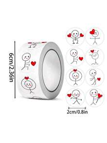 500pcs/Roll Stick Figure Stickers, Cartoon Cute Creative Round Label Stickers, Planner Sealing Stickers - Multicolor - View 5