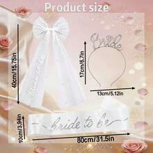 Bride-To-Be Sash & Headband Set - Bridal Shower Accessories, Bachelorette Party Supplies With Bow, Wedding Party Photo Props Set, Bridal Gift For Her - C - View 2