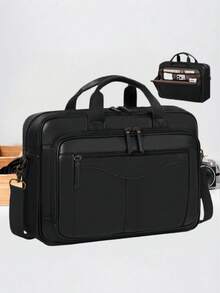 Messenger Bag For Men, 16 Inch Vintage PU Laptop Briefcase - Multicolor - View 2