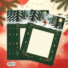 Christmas Theme Stationery, 30 Sheets/Pack, Snowflake Candy Reindeer Santa Claus Pattern, High-Quality Paper Exquisite Printing, Suitable For Writing Letters Or Messages, Also Can Be Used For Christmas Decoration - Rectangle - View 10
