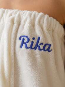 1PC Long Strapless Terry Towel Bath Wrap Dress With Custom Embroidery,Customizable Text Detail And Adjustable Tie Closure,4 Size Choices For Indoor Home Space, Home Essential For Bathroom And Bedroom,Nice Holiday Gift Option For Household Family - Multicolor - View 4