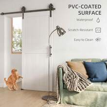 HOMCOM 36"X84" Sliding Barn Door With 6FT Sliding Door Hardware Kit & Industrial Handle, Upgraded Rollers, Floor Guide, Waterproof Plastic Surface, Pre-Drilled Easy Assembly, White - A - View 4
