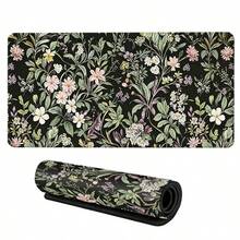 Green Leaves And Pink Flowers Mouse Pad Gamer XL Large Mousepad XXL Mechanical Keyboard Pad Natural Rubber Non-Slip Soft Table Mat - View 7