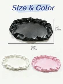 3D Printed Cream Style Wavy Ruched Jewelry Display Tray, Makeup Vanity Small Item Storage Dish, Jewelry Photography Prop, Home Decor Ornament, Pleated Lotus Wavy Ruched Design, Storage & Photography Decoration 2-In-1 - Multicolor - View 11