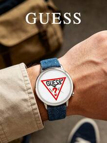 GUESS  Unisex Quartz Watch 42mm Silver Stainless Steel Case White Dial Classic Red Triangle Logo V1001M1 - one-size - View 2