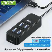 Kabel Ekstensi Konverter Splitter 4 Port USB 3.0 Hub Acer 1-ke-4 dengan Port Daya untuk Laptop Desktop Ekspansi Multi-Antarmuka 1,5m - View 1