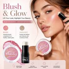 Blush & Highlight Duo Cosmetic Kit, Healthy Glowing Complexion Creator, Lightweight Non‑Greasy Texture, Long‑Lasting Comfortable Finish, Meets Diverse Makeup Demands From Fresh Daily Look To Gorgeous Party Glamorous Styling. - Set - View 5