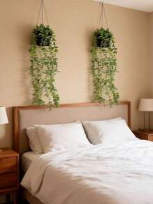 1/2pcs (2pcs With Pot/1set) Artificial Hanging Plants, Wall-Mounted Planter Decor, Suitable For Indoor, Outdoor, Living Room Shelf Decoration, Home Decor, Room Decor, Garden Decor, Wall Decor - Eucalyptus - View 7
