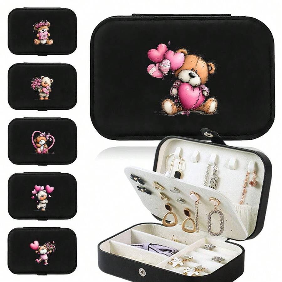 Jewelry Box Women Jewelry Organizer Display Travel Large Capacity Jewelry Case Luxury PU Leather Jewelry Case Multiple Compartments Classification Box - Black - View 1