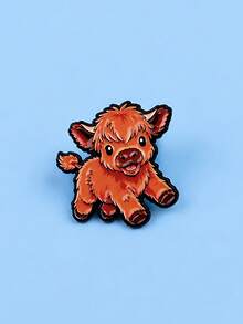 Cute & Lively Highland Cow Enamel Brooch - Fluffy Animal Pin, Suitable For Backpacks And Jackets - Multicolor - View 5