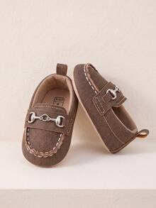 1 Pair Boys Solid Color Slip-On Design Breathable Lightweight 0-3 Months Infant Infant Shoes Fashion Versatile Walking Shoes Suitable For Spring And Autumn - Brown - View 5