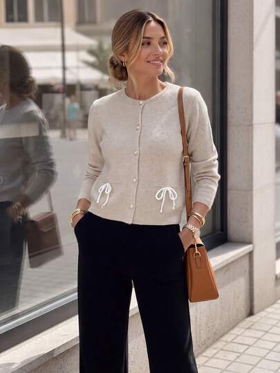 Cardigan de punto de felpa de moda para mujer, prenda exterior con botones, adecuado para atuendos de fin de semana, Halloween, Acción de Gracias y Navidad