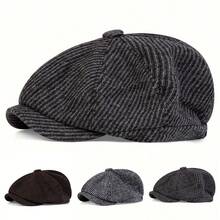 1pc Men's Herringbone Newsboy Cap, Outdoor Casual Hat Suitable For Spring And Autumn Travel, Beach Party - Multicolor - View 10