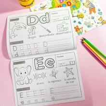 1 Book 32-Page Spanish Alphabet Coloring And Tracing Book, Combines Education And Entertainment, Includes Cute Illustrations And Early Learning Creative Handwriting Practice Content, Perfect Gift For Preschoolers Learning Letters And Vocabulary, Suitable For Birthday, Christmas, Back To School Gifts And More - A - View 2