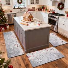 1/2/3pcs Flannel Kitchen Rugs, Soft Comfortable Absorbent Non-Slip Machine Washable With Anti-Slip Backing, Suitable For Multiple Scenes: Entryway, Living Room, Bedroom, Kitchen, Dining Room, Bathroom, Laundry Room, Hallway, Christmas Holiday Home Decor Mat - Multicolor - View 6
