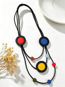 MARLIWOO 1pc Bohemian Colorful Personalized Exaggerated Multi-Layer Vintage Neckpiece Fashion Party Necklace - Colorful - View 3