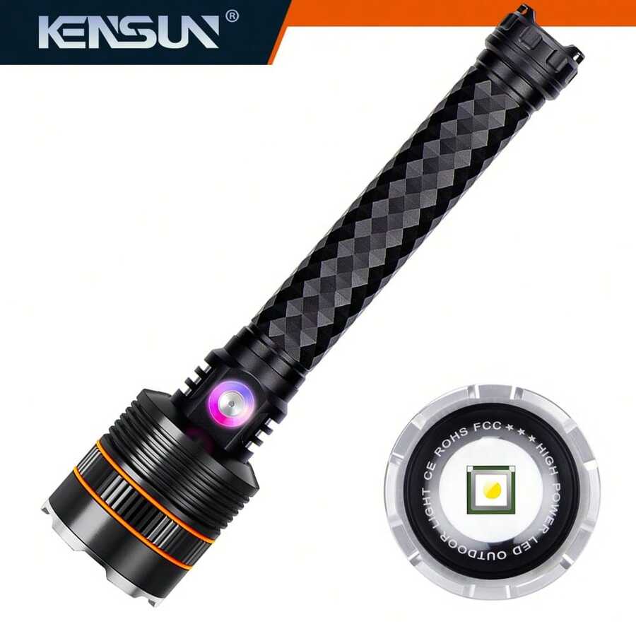 1pc High Power LED Flashlight, USB Rechargeable, Powerful Tactical Flashlight, Ultra Long Range, Strong Light Illumination, Outdoor Fishing Light