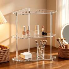 Acrylic Triangle Storage Rack, Multi-Layer Desktop Organizer For Cosmetics, Kitchen & Bathroom Corner Shelf, Space-Saving Display Stand For Perfume, Skincare & Jewelry - Multi-color - View 4