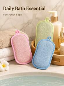 Multi-Purpose Scrub Sponge Set, Double-Sided Cleaning Pads W,Hanging Loop, Soft Fiber Dishwashing & Kitchen Scrubber, Bath Body Scrub Pad, Reusable Household Tools,Home,Kitchen,Bath, Gift For Moms,Home Organizers,Cleaners, Mother's Day,Christmas - Multicolor - View 2