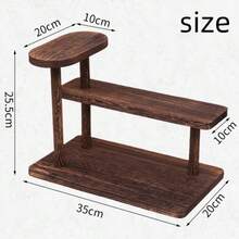 1pc Solid Wood Desktop Storage Rack, Multi-Layer Vertical Shelf, 3-Tier Food Cake Tray, Makeup Display Stand, Tea Table Decor, Suitable For Desktop Use - Dark Brown - View 8