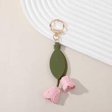 PU皮革手工鬱金香花包包掛飾鑰匙圈吊飾，包包配件 - 彩色 - 查看 3