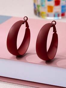 1 Pair Women's Geometric Earrings Suitable For Daily Wear - Burgundy - View 1