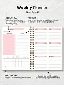 1pc Weekly Planner Notebook, Back To School Stationery, Office Supplies, Spiral Notebook, School Essentials, Teacher Gift, Teacher Accessories, Student Notebook, School Supplies - A - View 3