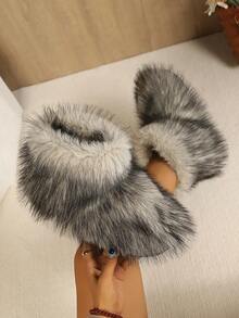 Autumn/Winter New Warm Versatile Minimalist Women's Snow Boots Non-Slip Short Boots Shoes - Grey - View 5