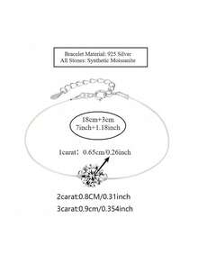 ConiiW Exquisite 925 Sterling Silver 1ct Moissanite Creative Transparent Fishing Line Women's Bracelet, Suitable For Daily Wear Or Party - White - View 12