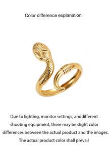 1Pc Open Ring,Winding Snake Shape With Embossed Texture,Vintage Cool‑Style Finger Ring For Men Women Street Shooting Party Holiday Gift Giving - Ring - View 4