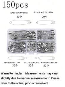 10/150pcs Multi-Size Metal Safety Pins, 5 Sizes (Including 19mm, 27mm). Durable And Easy To Use. Suitable For Clothing Repair, Crafts, Document Organization, Decoration, Brooches, Badges And Keychains. Perfect For Daily Use, Valentine's Day And Weddings - Multi-color - View 5