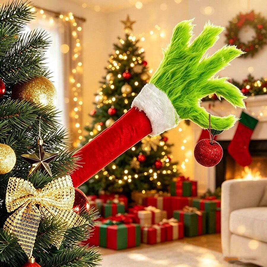 The Grinch 1pc Plush Arm Or Leg Christmas Tree Decoration, 2 Styles Available, Suitable For Christmas Home Decor And Holiday Party Setup, Ideal Fun Christmas Tree Hanging Ornament And Holiday Photo Prop - Multi-color - View 1