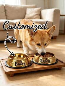 [Dapat Disesuaikan] Mangkuk Hewan Peliharaan yang Ditinggikan dengan Pelindung Leher – Cocok untuk Anjing Kecil – Mangkuk Stainless Steel untuk Kucing & Anjing – Mangkuk Makan Anti Selip – Dipersonalisasi dengan Teks Kustom – Tersedia Berbagai Pilihan Desain - MultiWarna - View 5
