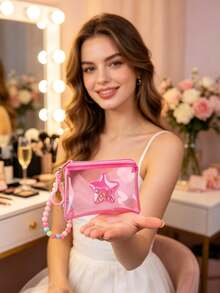 Fashion Star PVC Quicksand Color Transparent Color-Changing Bag, Card Holder, Red Envelope Pouch, Earphone Case, Zipper Small Wallet Pendant - Multicolor - View 3