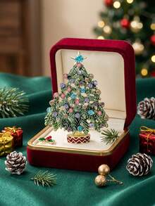 Luxury Rhinestone Christmas Tree Brooch - Women's Unisex Holiday Brooch Casual Party Accessory / Friend Gift Badge Decoration - Christmas Tree - View 12