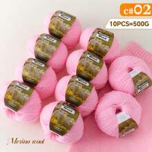 10-Pack, 500g, Premium Imitation Knitted Yarn, Soft, Breathable, Non-Fading, Vibrant Hand-Knitting Yarn For Sweaters, Vests, Coats, Scarves, Hats, Shawls And More - Wool 10 Balls [500g] - View 21