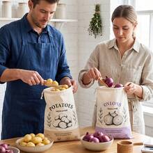 Large Drawstring Vegetable Gift Bags (2pcs), Vegetable & Fruit Storage Cloth Bags, Potato & Onion Storage Bags, Portable Reusable Household Storage Bags, Kitchen Vegetable & Fruit Sorting & Storage Supplies - View 8